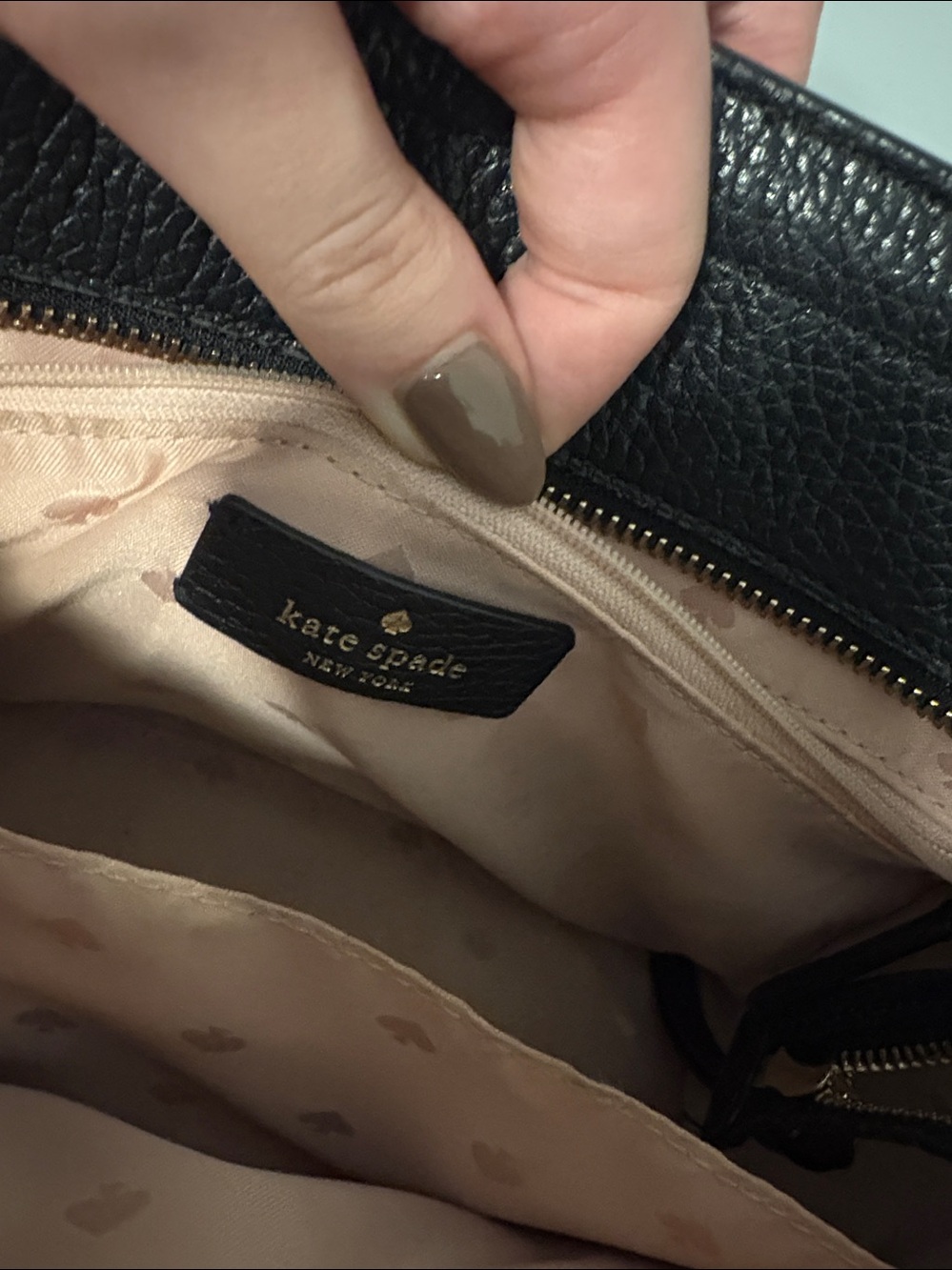 kate spade Black Pebbled Leather Tote with Tassel Charm
